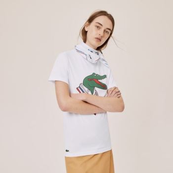 Lacoste Lacoste x Jean-Michel Tixier Graphic T-shirt - Tričko Dámské Bílé / Červené | CZ-JBmync